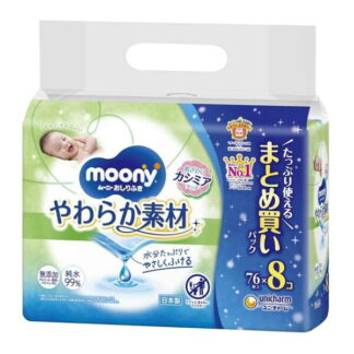 Moony чийгтэй салфетка хүүхдийн зөөлөн хэлбэртэй цэнэглэгч 76 ширхэгтэй 8 багц