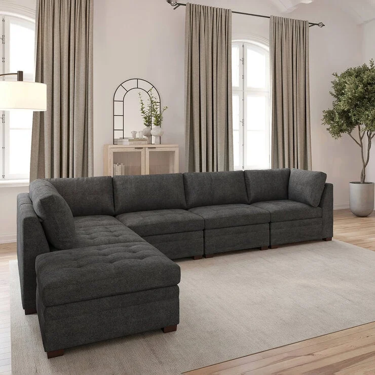 COSTCO Thomasville 6-piece Modular Sofa Dark Gray with Storage Ottoman