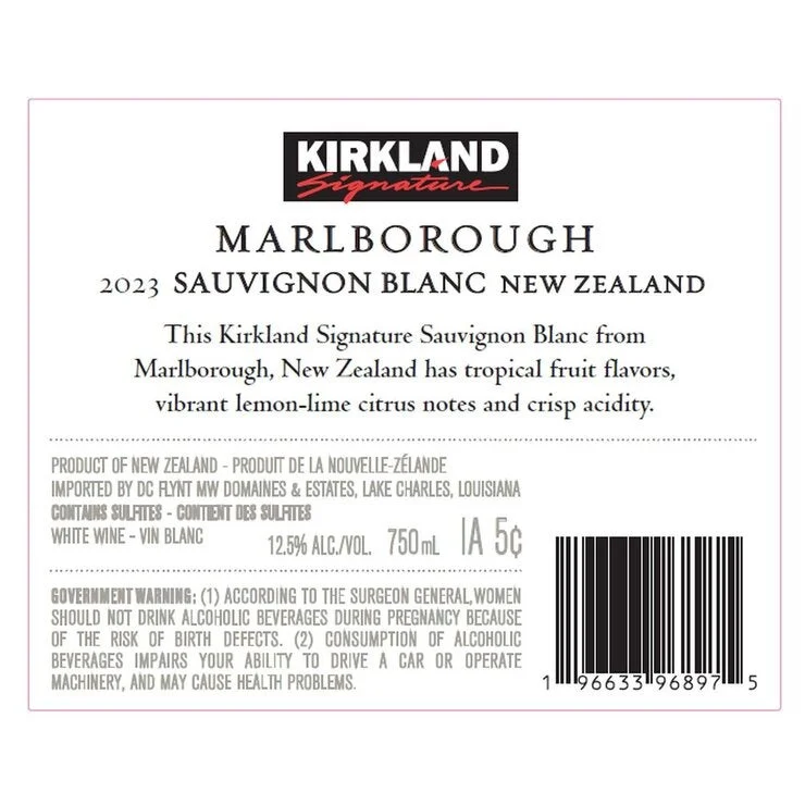 COSTCO Kirkland Signature TI Point New Zealand Sauvignon Blanc 750 ml - Image 2