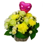 COSTCO HEART BALLOON ARRANGEMENT WHITE/YELLOW