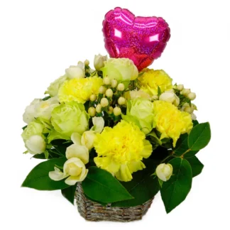 COSTCO HEART BALLOON ARRANGEMENT WHITE/YELLOW