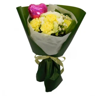 COSTCO HEART BALLOON BOUQUET WHITE/YELLOW