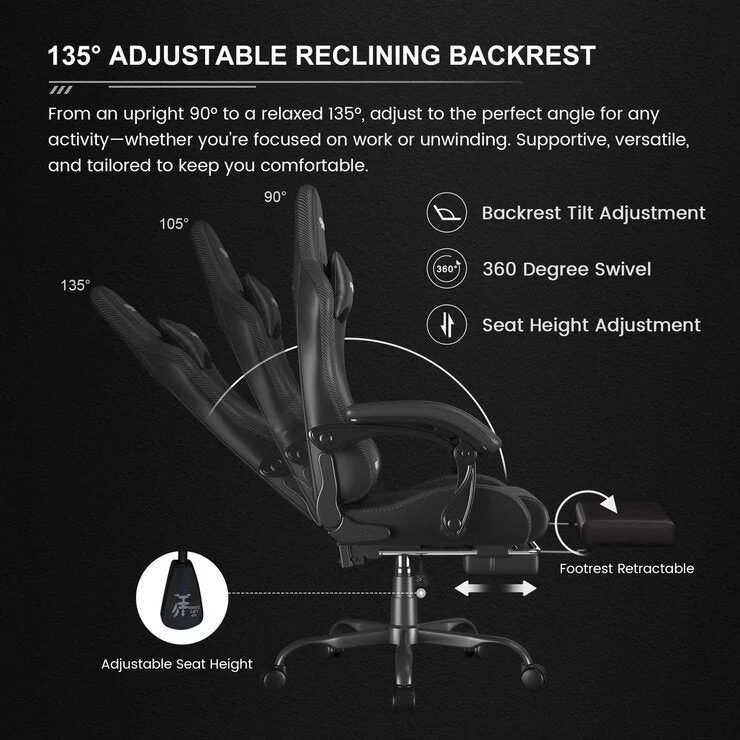 COSTCO GTRACING Ergonomic Gaming Chair With Ottoman - Image 4