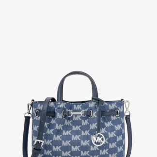 Michael Kors Карсон жижиг хэмжээтэй, жинсэн материалтай, голдоо цахилгаантай цүнх – Майкл Корс логотой