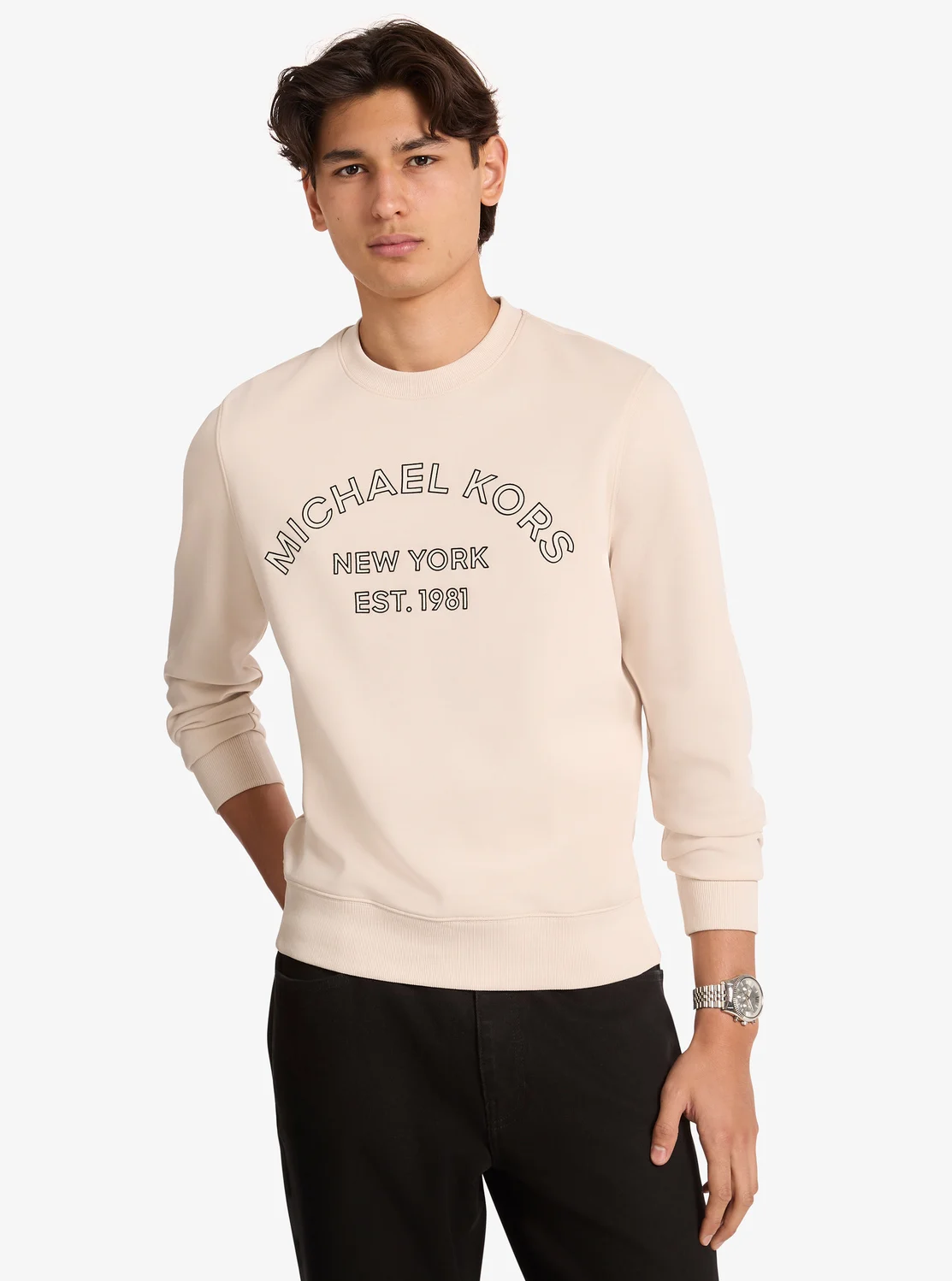 Michael Kors Логотой хөвөн холимог дугуй захтай цамц