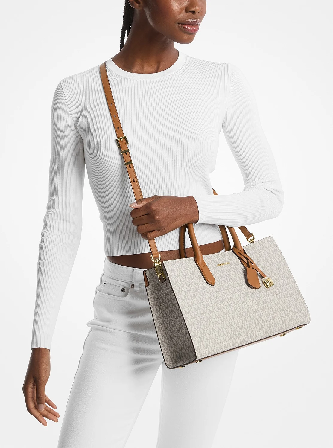 Michael Kors Скарлетт дунд зэргийн цүнх - MK хээтэй - Image 4