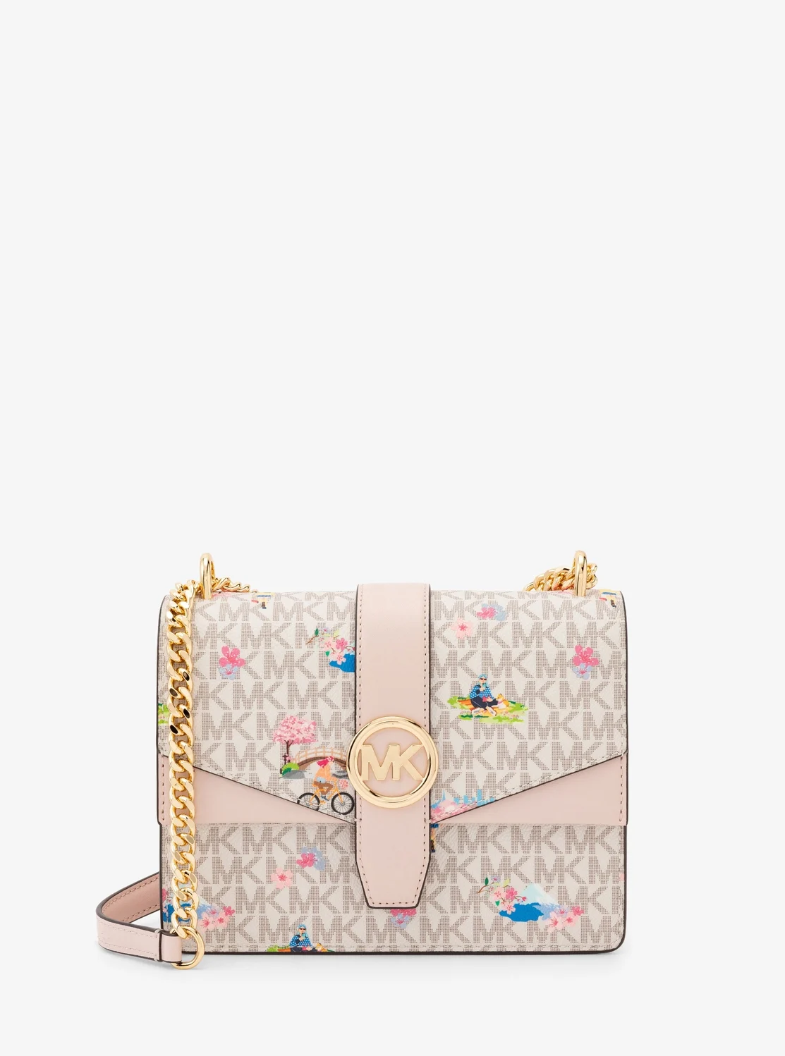 Michael Kors Greenwich жижиг flap мөрний цүнх - MK хээтэй