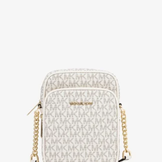 Michael Kors Jet Set Travel дунд хэмжээтэй гинжин оосортой мөрний цүнх - MK хээтэй