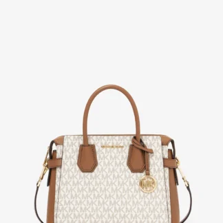 Michael Kors Mercer жижиг хэмжээтэй, бүстэй, цахилгаантай цүнх - MK хээтэй