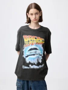 Угаасан эффекттэй, зурагтай футболка Back to the Future