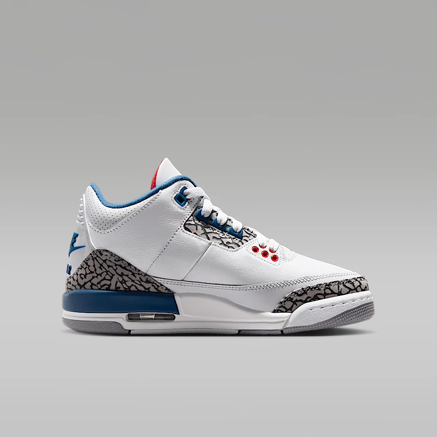 NIKE Air Jordan 3 Retro "True Blue" — Big Kids' Shoes - Image 3