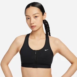 NIKE スウッシュ フロント ジップ — ウィメンズ ミディアムサポート パッディド スポーツブラ
