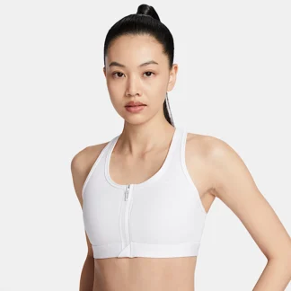 NIKE スウッシュ フロント ジップ — ウィメンズ ミディアムサポート パッディド スポーツブラ