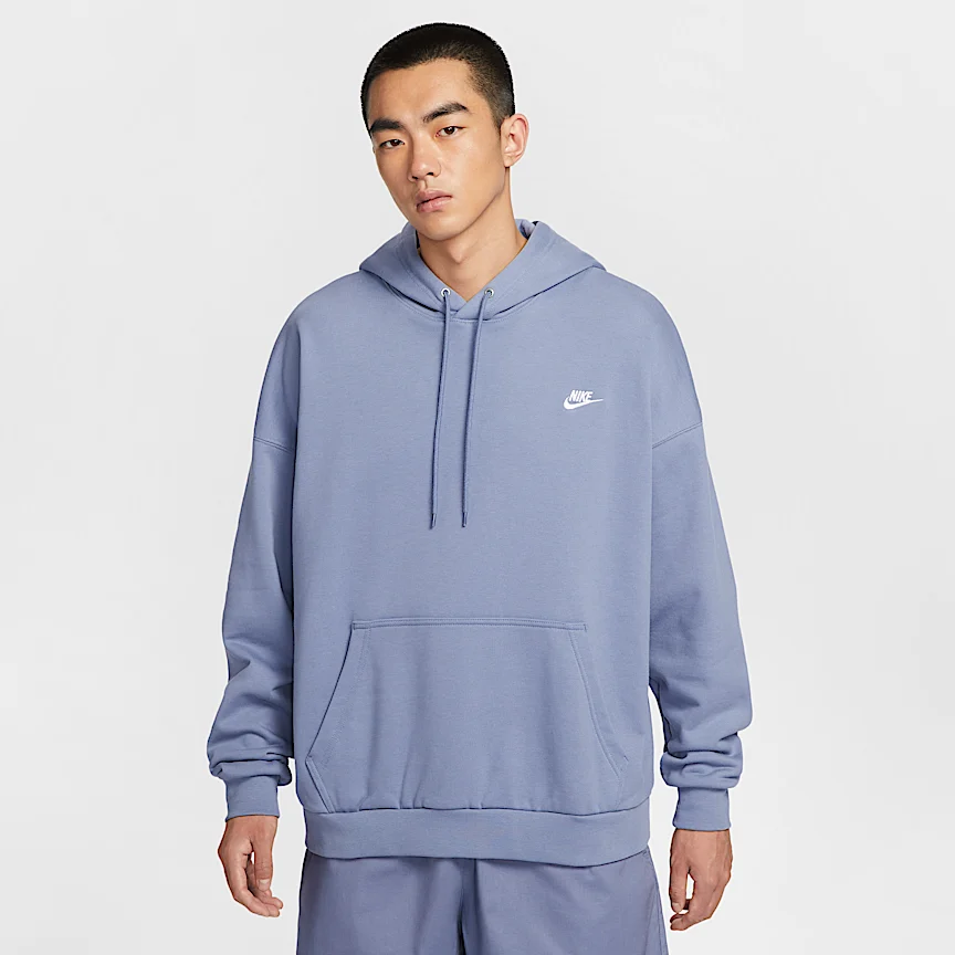 NIKE Club Fleece — Men's Oversized Furenchi Terry Pullover Hoodie