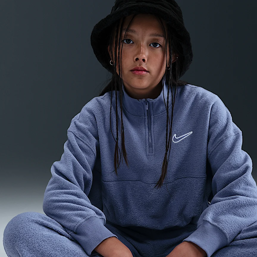 NIKE Sportswear — Big Kids' (Girls') Long-Sleeve Fleece Top - Image 3
