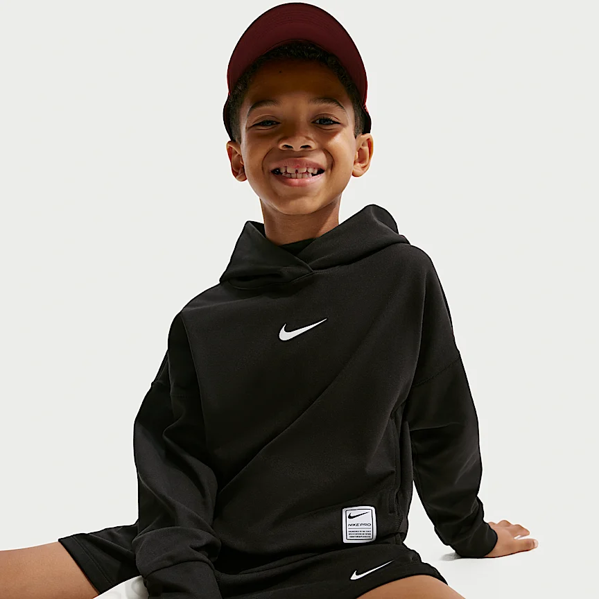 NIKE Pro — Big Kids' (Boys') Dri-FIT Fleece Pullover Hoodie - Image 3