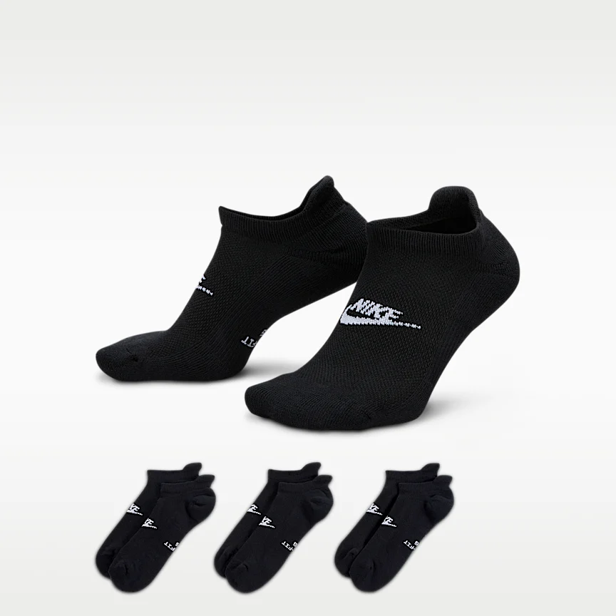 NIKE エブリデイ エレベーテッド — ノーショウ ソックス (3足)