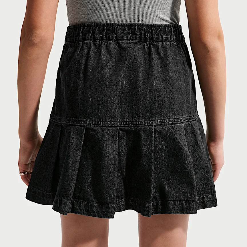 NIKE Sportswear — Big Kids' (Girls') Denim Pleated Skirt - Image 3