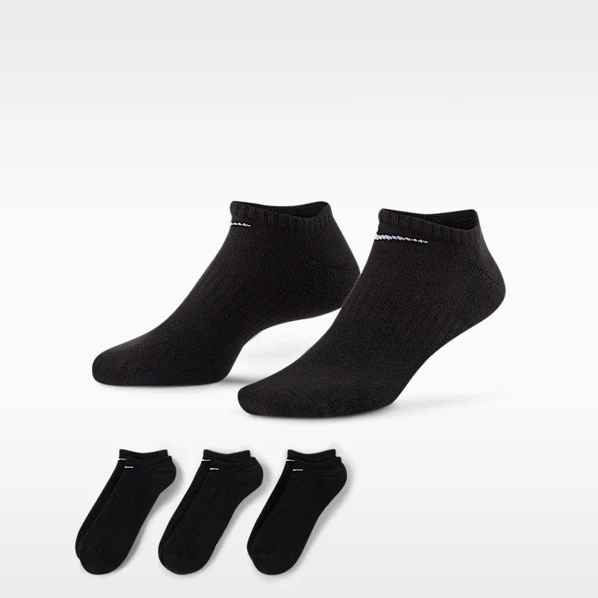 NIKE エブリデイ クッションド — トレーニング ノーショウ ソックス (3足)