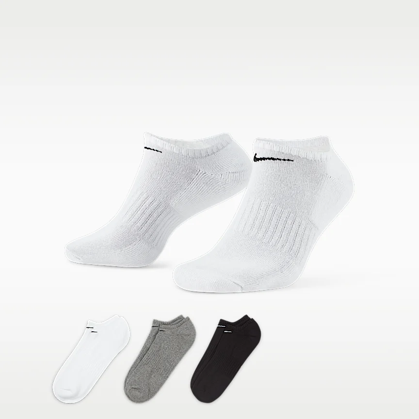 NIKE エブリデイ クッションド — トレーニング ノーショウ ソックス (3足)