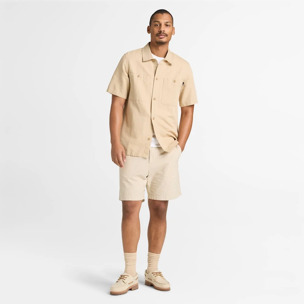 Timberland Эрэгтэй даавуун болон маалинган богино ханцуйтай цамц - Image 3