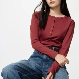 UNIQLO リブヘンリーネックT