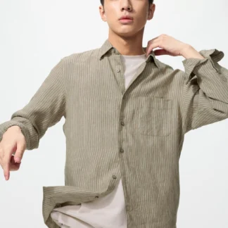 UNIQLO プレミアムリネンシャツ/ストライプ