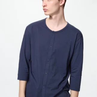 UNIQLO エアリズム前あきクルーネックT/8分袖