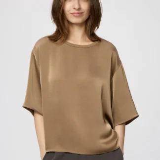 UNIQLO サテンオーバーサイズショートブラウス/5分袖
