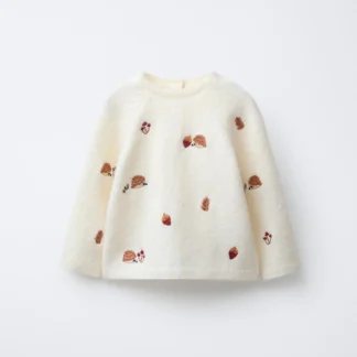 ZARA KNIT JUMPER WITH EMBROIDERED HEDGEHOGS