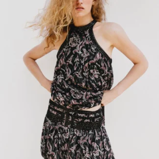 ZARA SEQUINNED METALLIC THREAD PRINTED BALLOON SKIRT