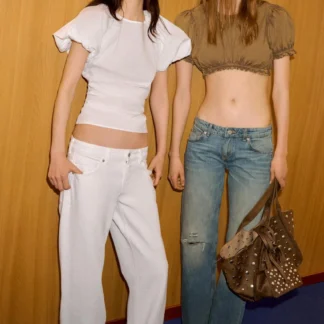 ZARA POPILIN TOP WITH BALLOON SLEEVES