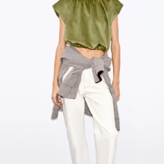 ZARA FAUX SUEDE BALLOON TOP