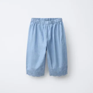 ZARA EMBROIDERED DENIM TROUSERS