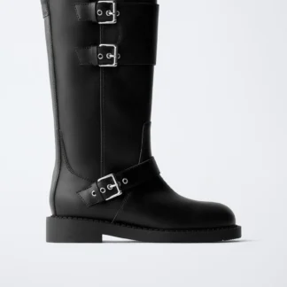 ZARA BIKER KNEE-HIGH BOOTS