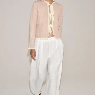 ZARA CONTRAST KNIT JACKET WITH BOWS
