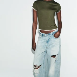 ZARA CONTRAST TRIM T-SHIRT