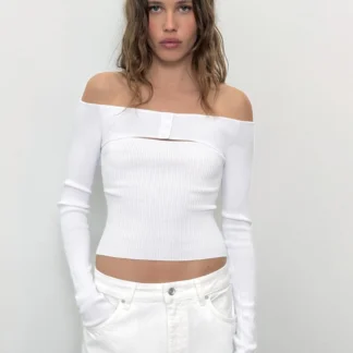 ZARA FITTED KNIT CUT-OUT TOP