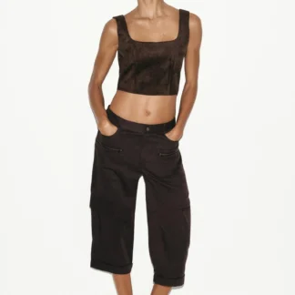 ZARA FAUX SUEDE CROP TOP