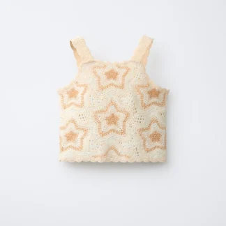 ZARA KNIT CROCHET STAR TOP