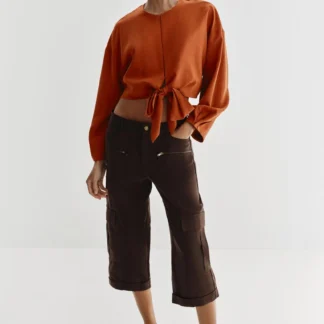 ZARA CROPPED TOP WITH BOW
