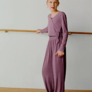 ZARA BALLET RIBBED CROSSOVER T-SHIRT