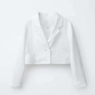 ZARA 100% LINEN CROPPED BLAZER