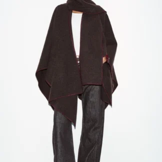 ZARA KNIT CAPE WITH CONTRAST THREAD SCARF