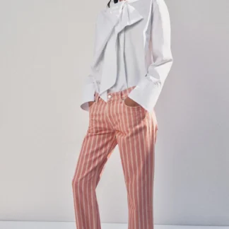 ZARA ZW COLLECTION STRIPED MID-WAIST SLIM FIT JEANS