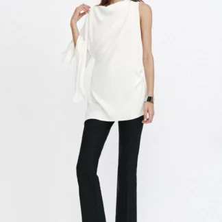 ZARA ASYMMETRIC FAUX PEARL TUNIC BLOUSE