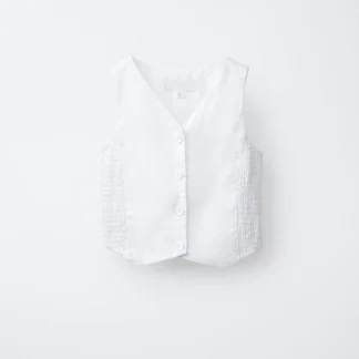 ZARA ELASTICATED LINEN BLEND WAISTCOAT