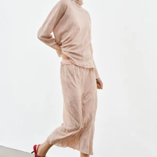 ZARA CRINKLE-EFFECT KNIT MIDI SKIRT