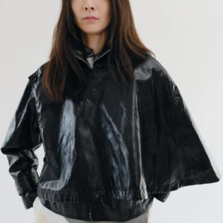 ZARA LEATHER EFFECT JACKET WITH SCARF ZW COLLECTION