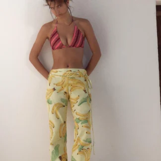 ZARA FRUIT-PRINT DRAWSTRING TROUSERS